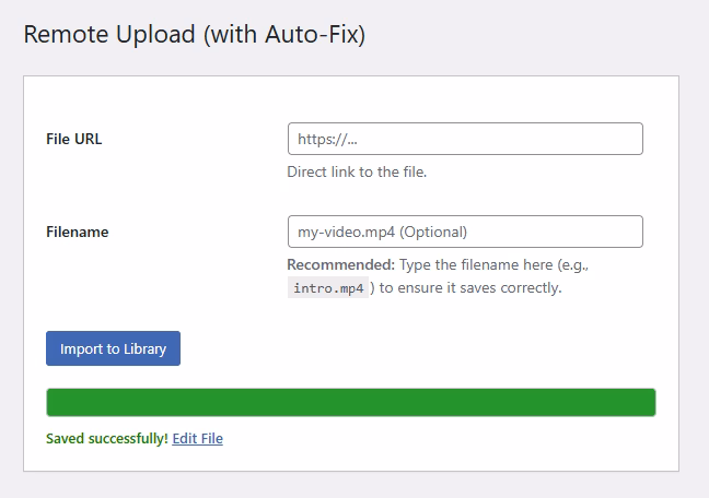 Download Media Directly To Wordpress Saved Successfully!
