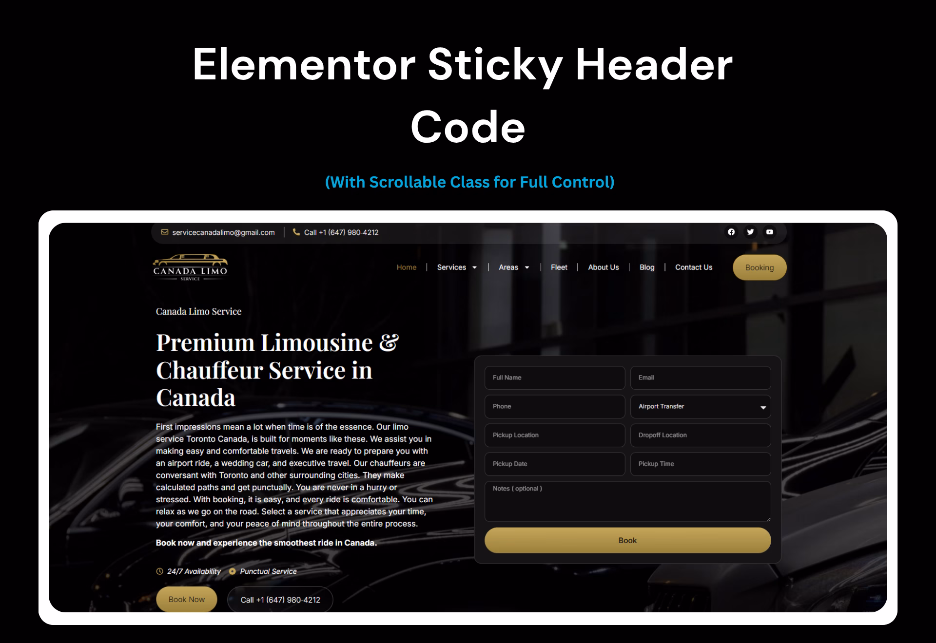 Elementor Sticky Header Code (With Scrollable Class for Full Control)