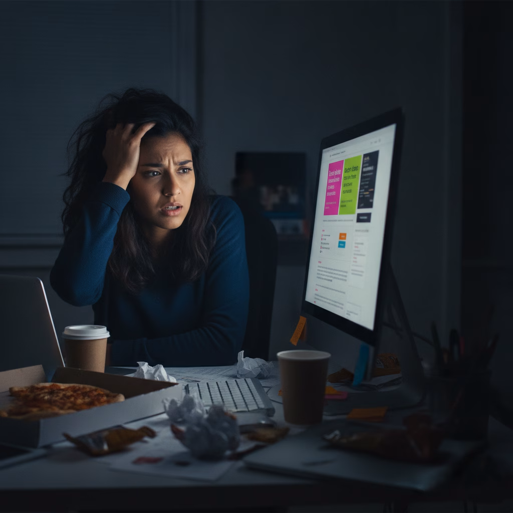 Person Looking Frustrated While Manually Fixing A Website After Losing Elementor Global Settings.